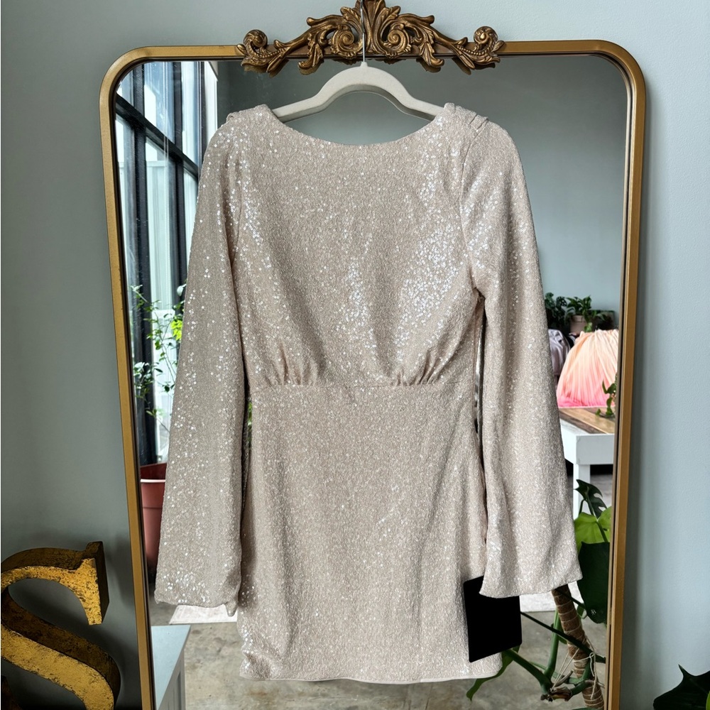 Lulu's Cream Sequin Detail Dress